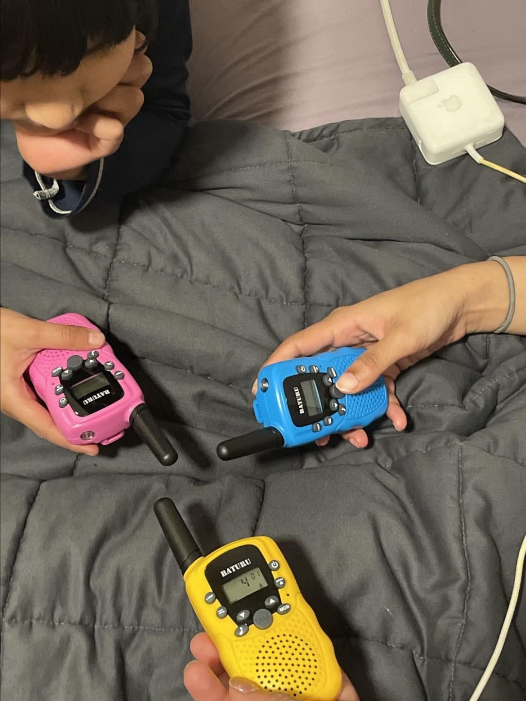 Get walkie talkies and play hide and seek or do scavenger hunt