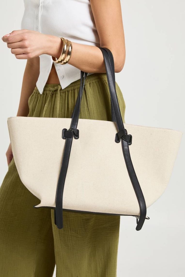 Linen Knot Handle Structured Tote Bag - Boohoo