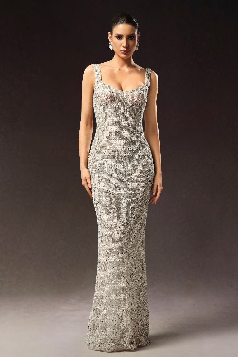 Radmila Sleeveless Sequins Fish Tail Maxi Dress - Bella Barnett