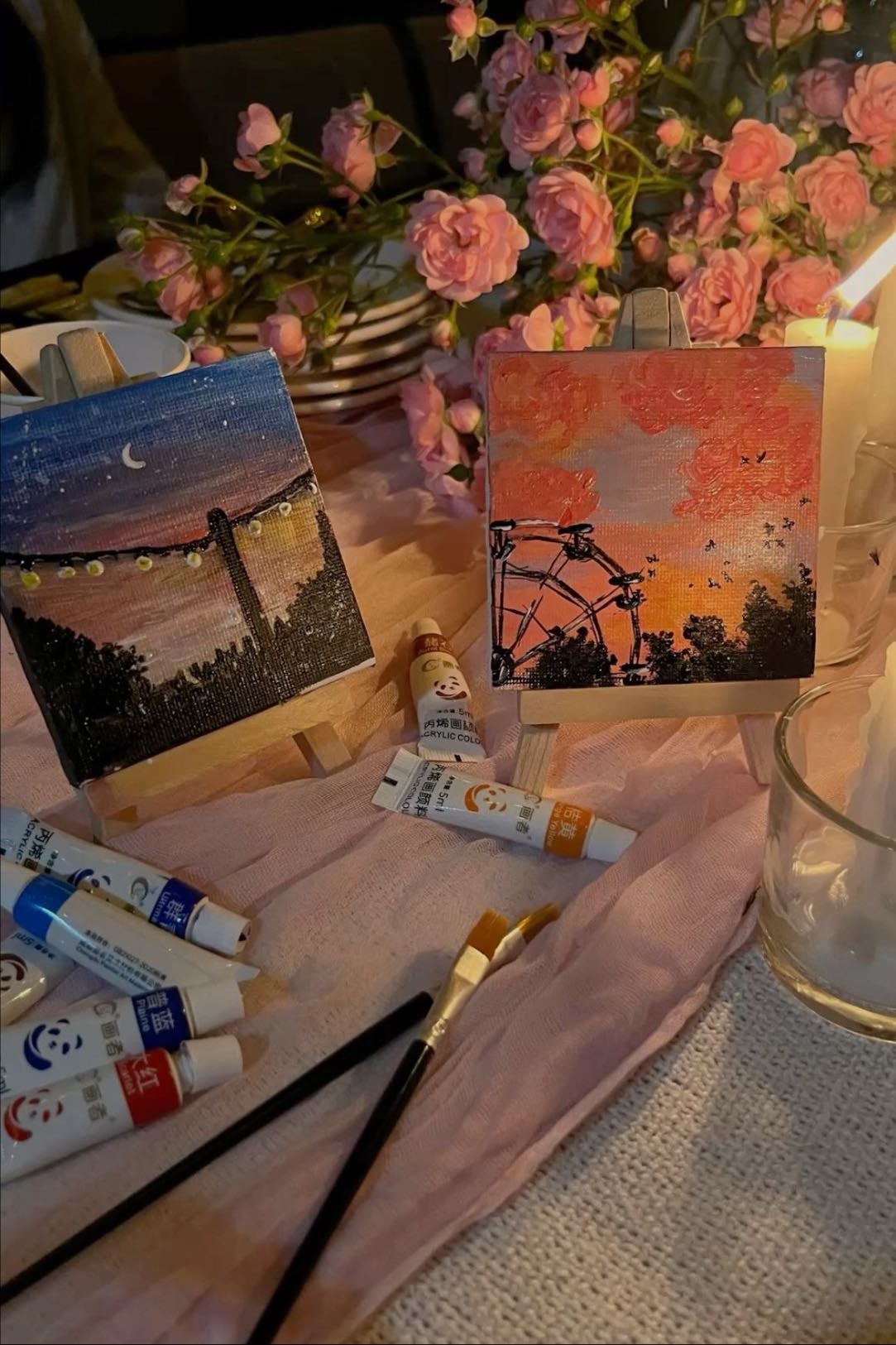 Paint for one minute, then switch the paintings