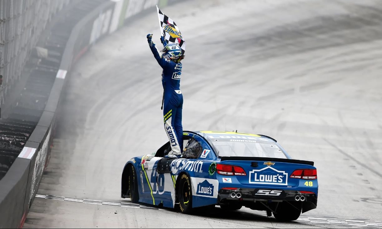Bristol 1 - Johnson goes back to back. Didn't watch too closely but had 86% rating. Harvick had old tires and JJ passed him. Bowyer in 2nd. Larson led most and P3