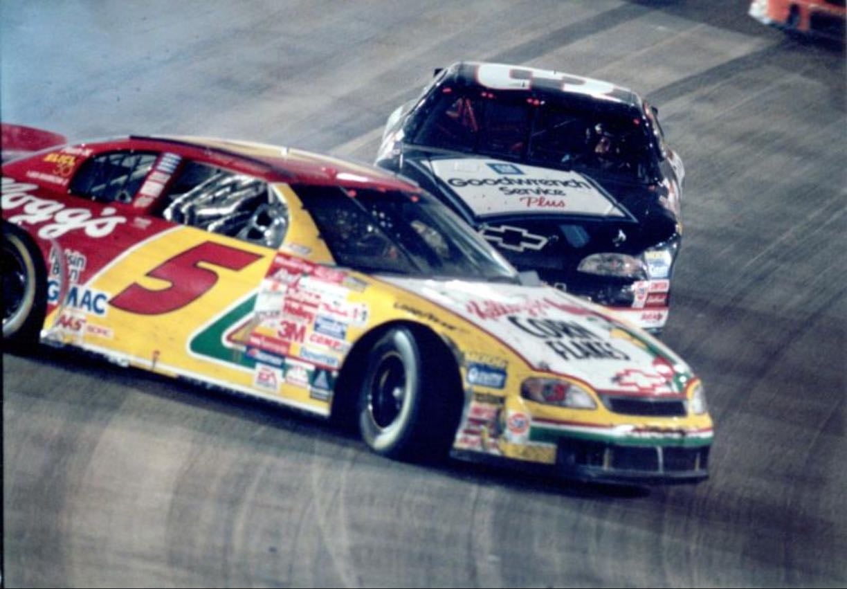 Bristol - The “I didn't mean to wreck him I just wanted to rattle his cage” race. Several crashes. Terry gets turned earlier by someone, comes back to Earnhardt