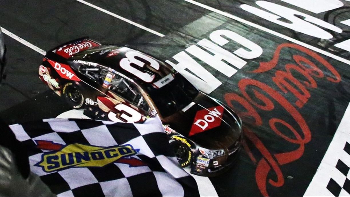Coca-Cola 600 - Fuel mileage race. MTJ led 233. There were four stages. Jimmie ran out of gas with two to go and Dillon won on fumes. KyB in 2nd