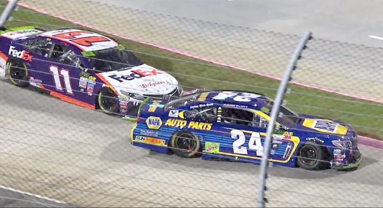 Martinsville 2 - The race where Denny wrecks Chase. Great finish. After the move, Kyle bumps Denny and drag races Truex to finish line
