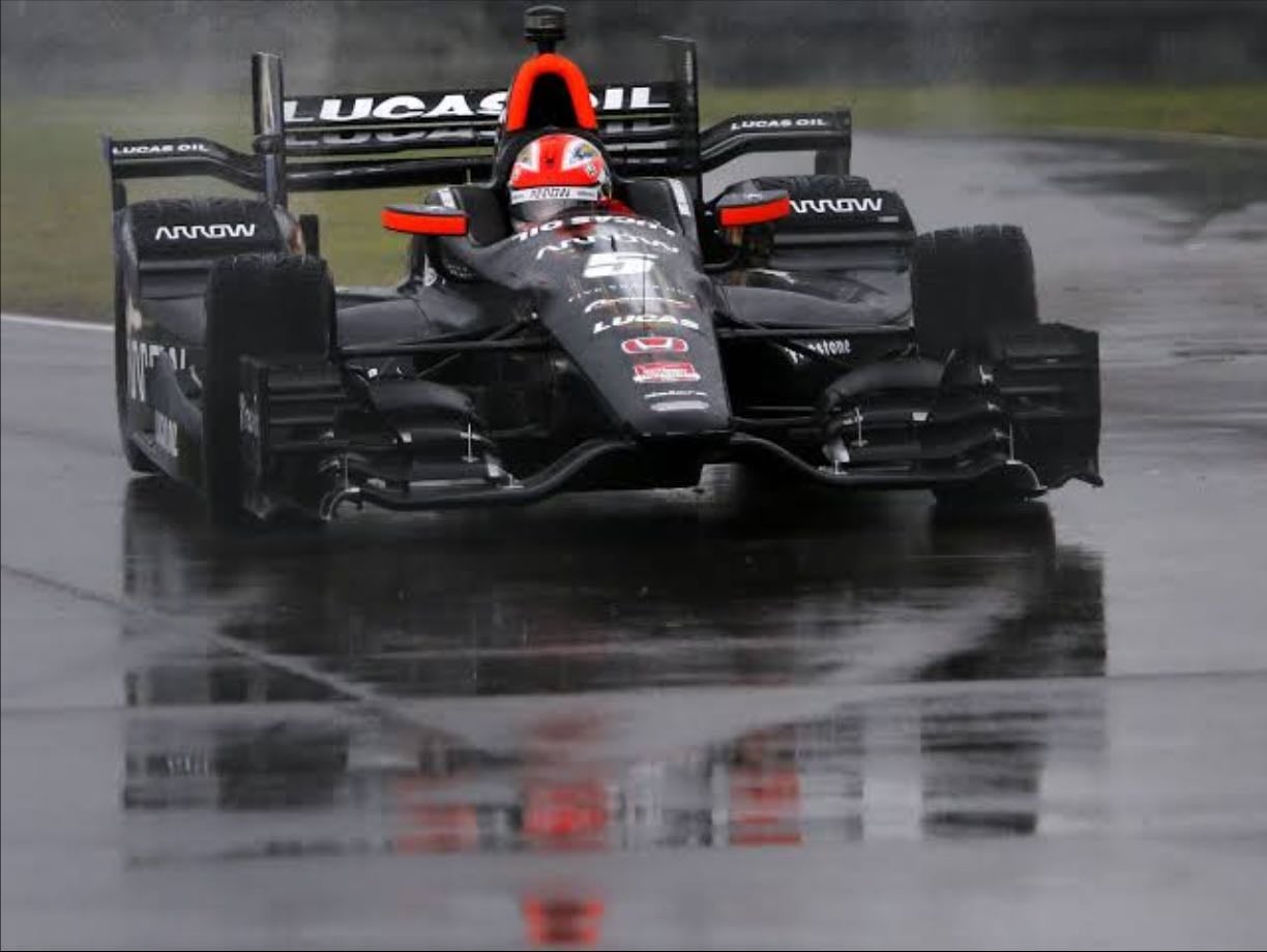 Louisiana - Really bad. Rain soaked track and lots of cautions. Montoya mostly led until Hinch gets lead late. Late caution involving RHR, Simon and Seb ends race early
