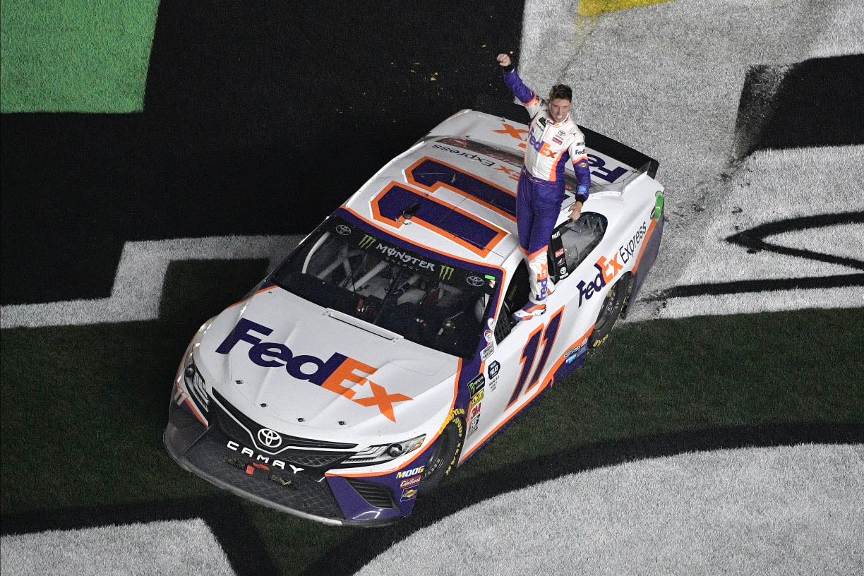 Daytona 500 - Denny's second 500 win. A good race until three wrecks near the end which took out most of the field. Denny led a lot of the race and deserved the win