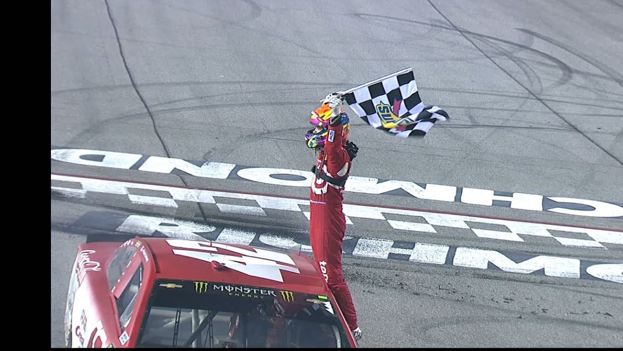 Richmond 2 - Bad luck for Truex. He led 198 laps but late caution robs him then Larson's team gets him out first and runs away. Hamlin gets into Truex on last lap