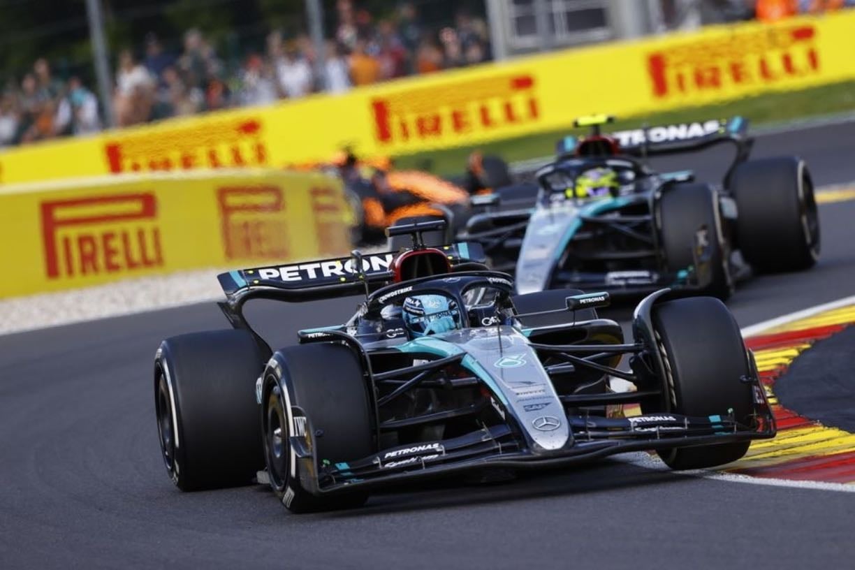 Belgian Grand Prix - Max started mid pack which made things up for grabs. Great ending with Lewis trying to catch teammate. Oscar also close in 3rd. George later DQ'd