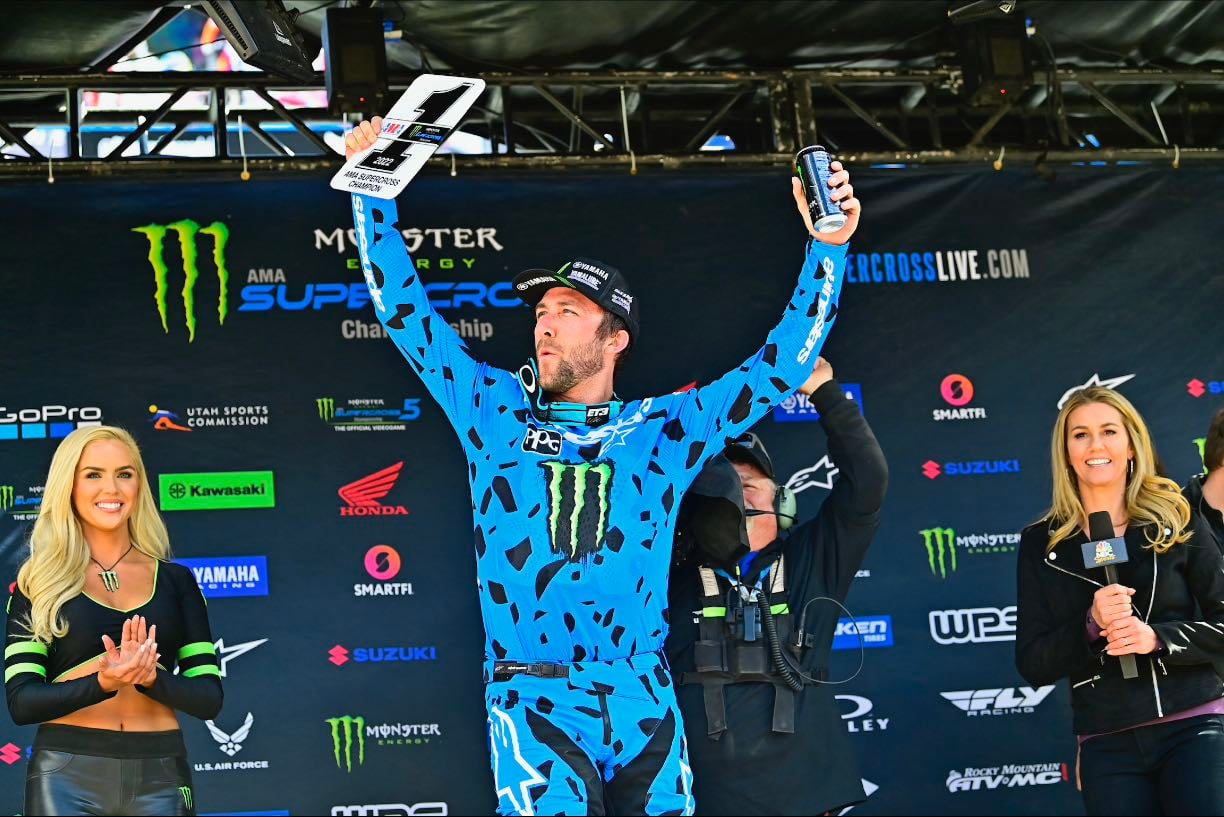 Denver - Tomac wins title in home state. Crowd erupts when he takes lead from Sexton who went down. Anderson passed him and won race. Tomac rode smartly