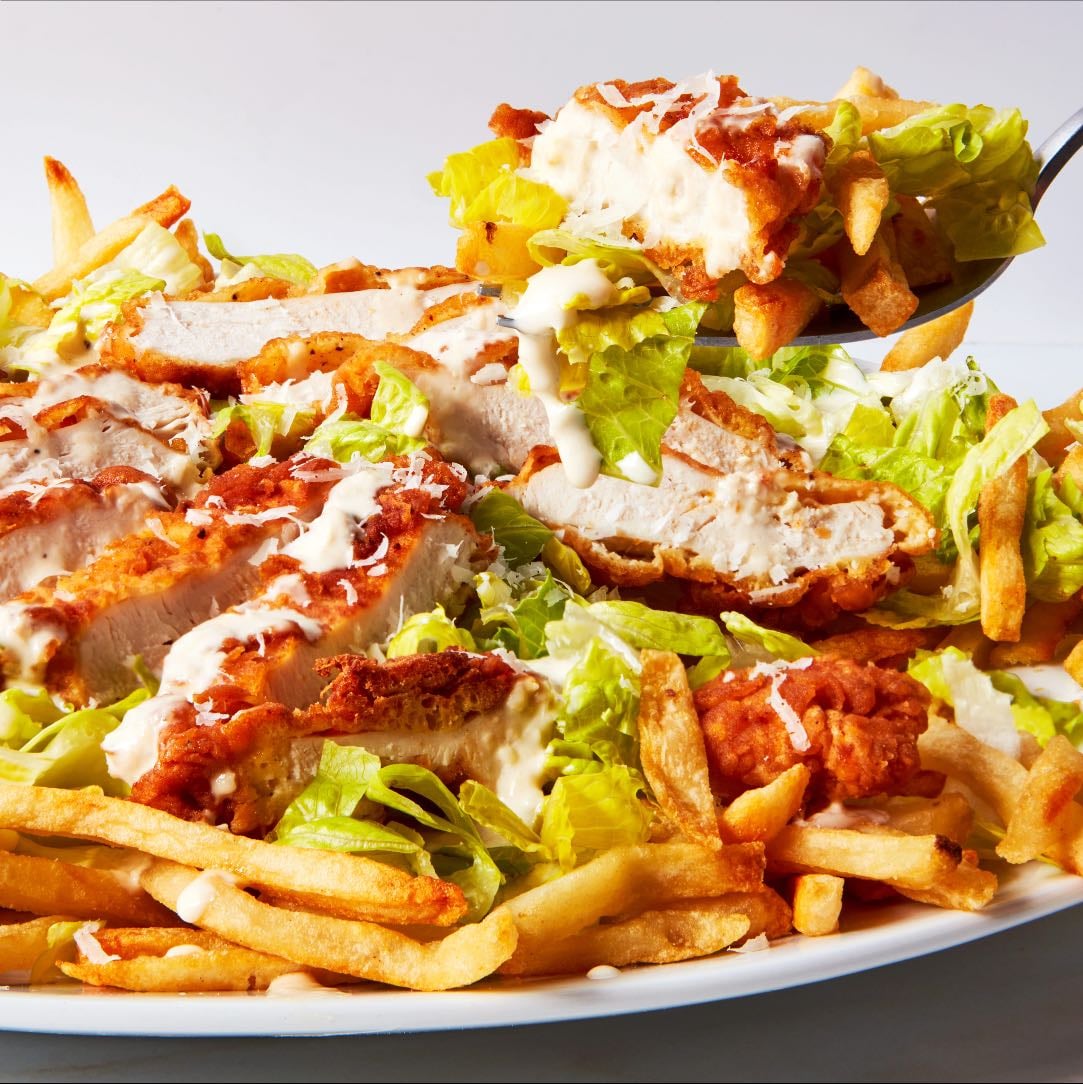 Chicken ceaser salad loaded fries