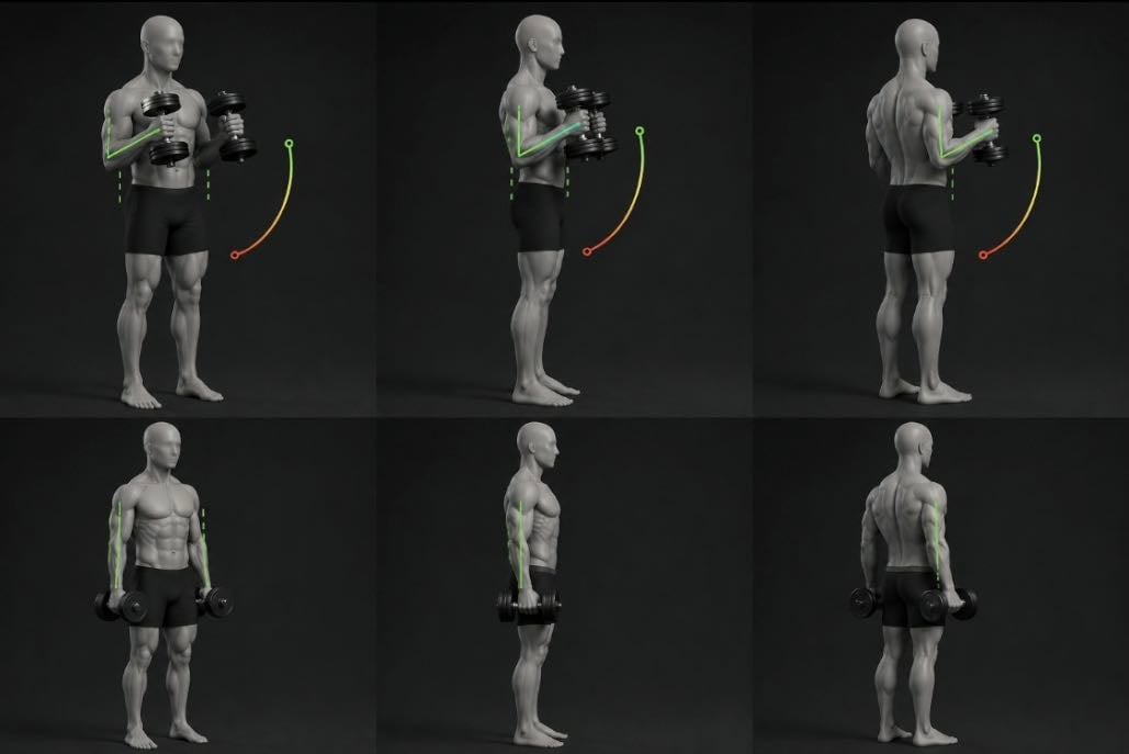 Hammer Curls - biceps/brachialis/forearms