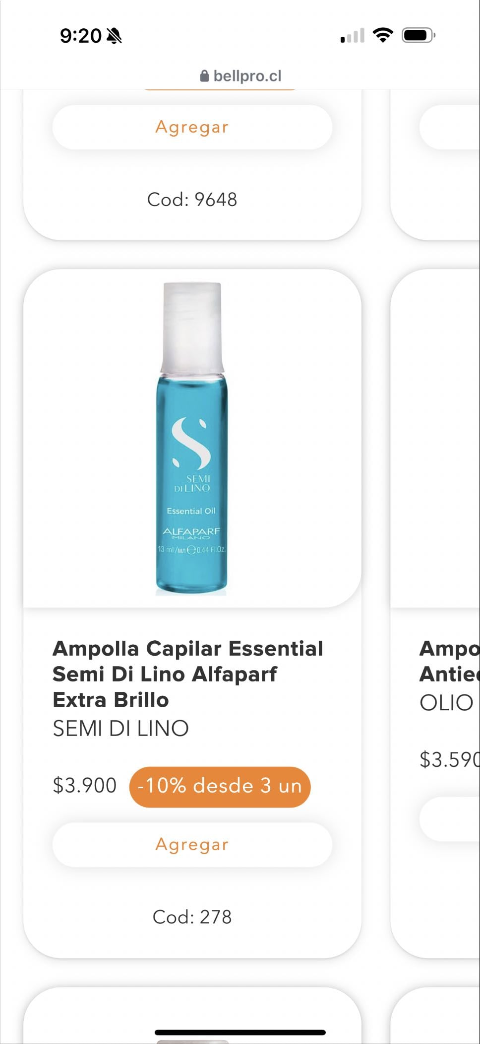 Ampollas pelo hidratante
