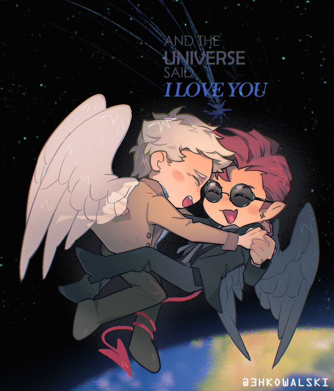These are the days when Birds come back - 13.8 billion years later, in a new world, Anthony Crowley and Asa Fell meet for the first time. And after a scrumptious dinner, when their hands meet in their first handshake, the universe shifts in mercy and lets them remember everything they had been.
