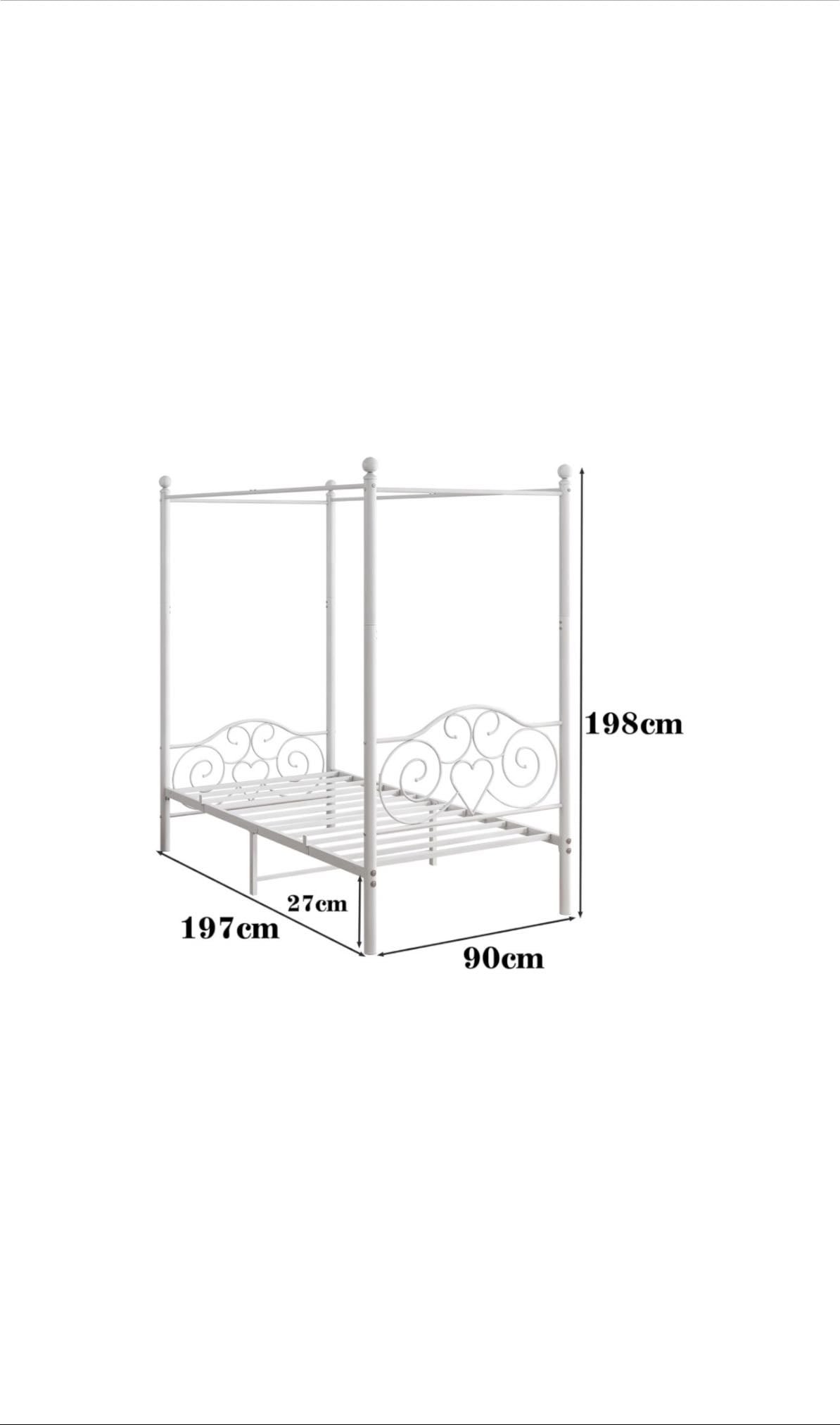 Bed frame - 136x197 white double canopy