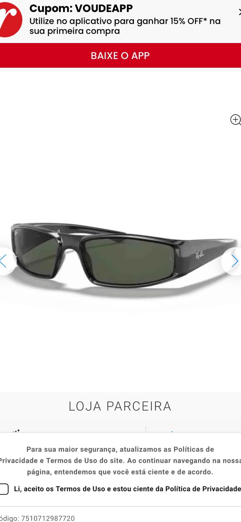 Óculos Preto - R$699,99 Ray-Ban