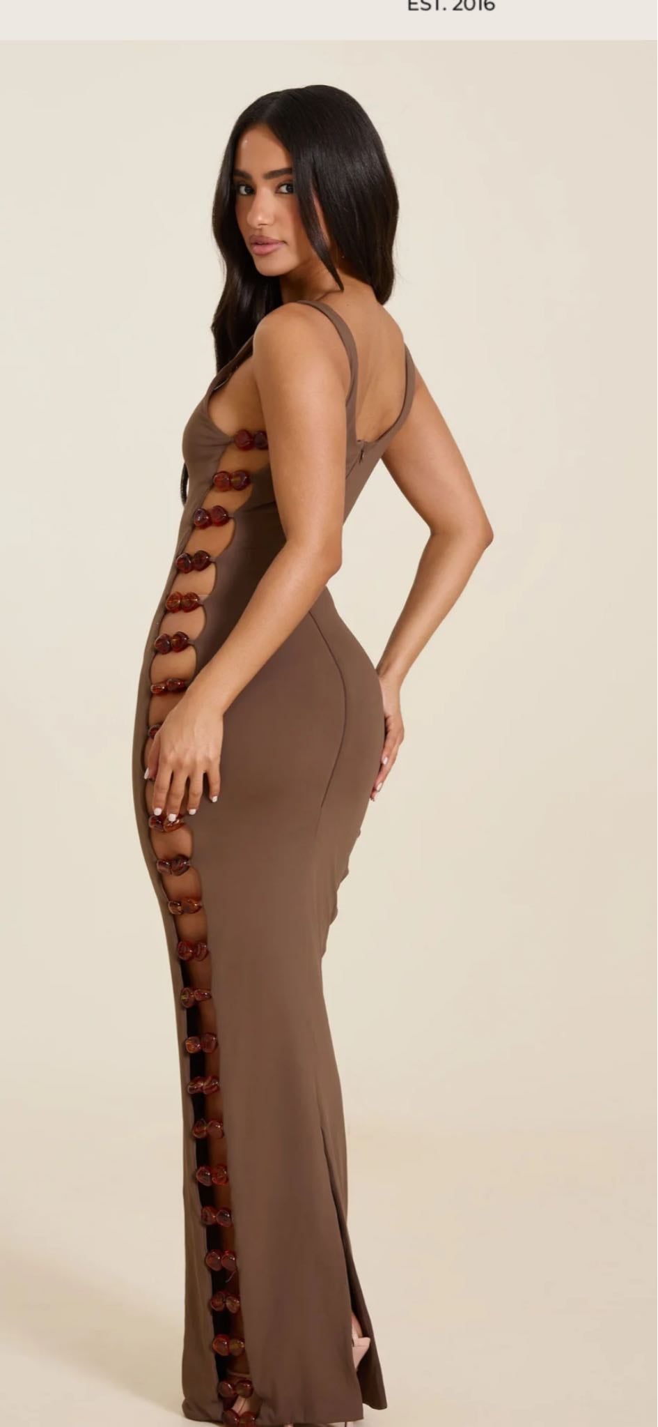 THE MYA MAXI DRESS IN BROWN