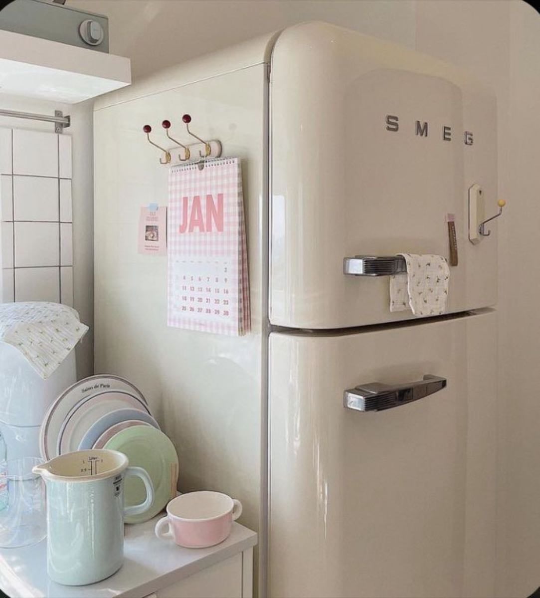 50s style refrigerator with freezer