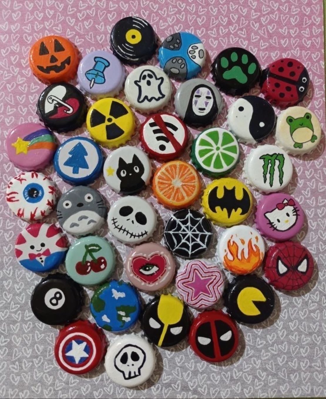painted bottle caps