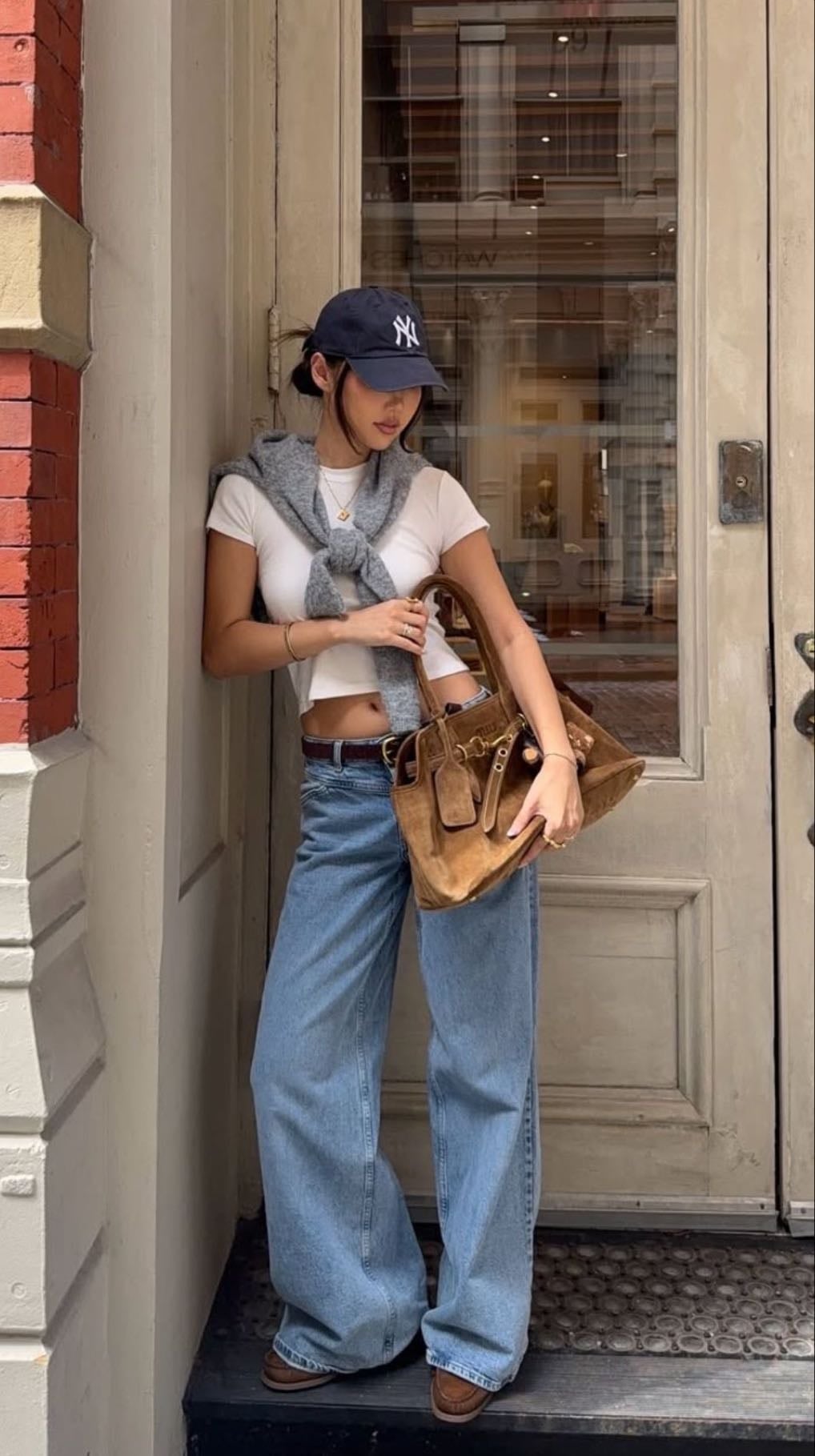 Low rise denim wide leg