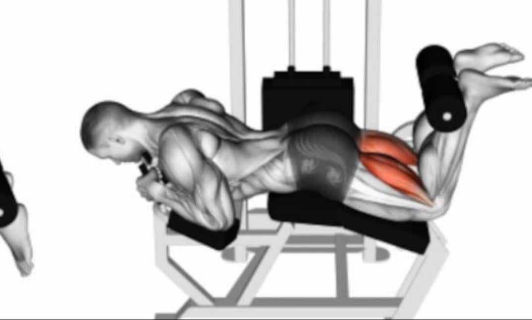 Femoral tumbado - Máquina; Pierna sola 2 sets y juntas 2 sets.