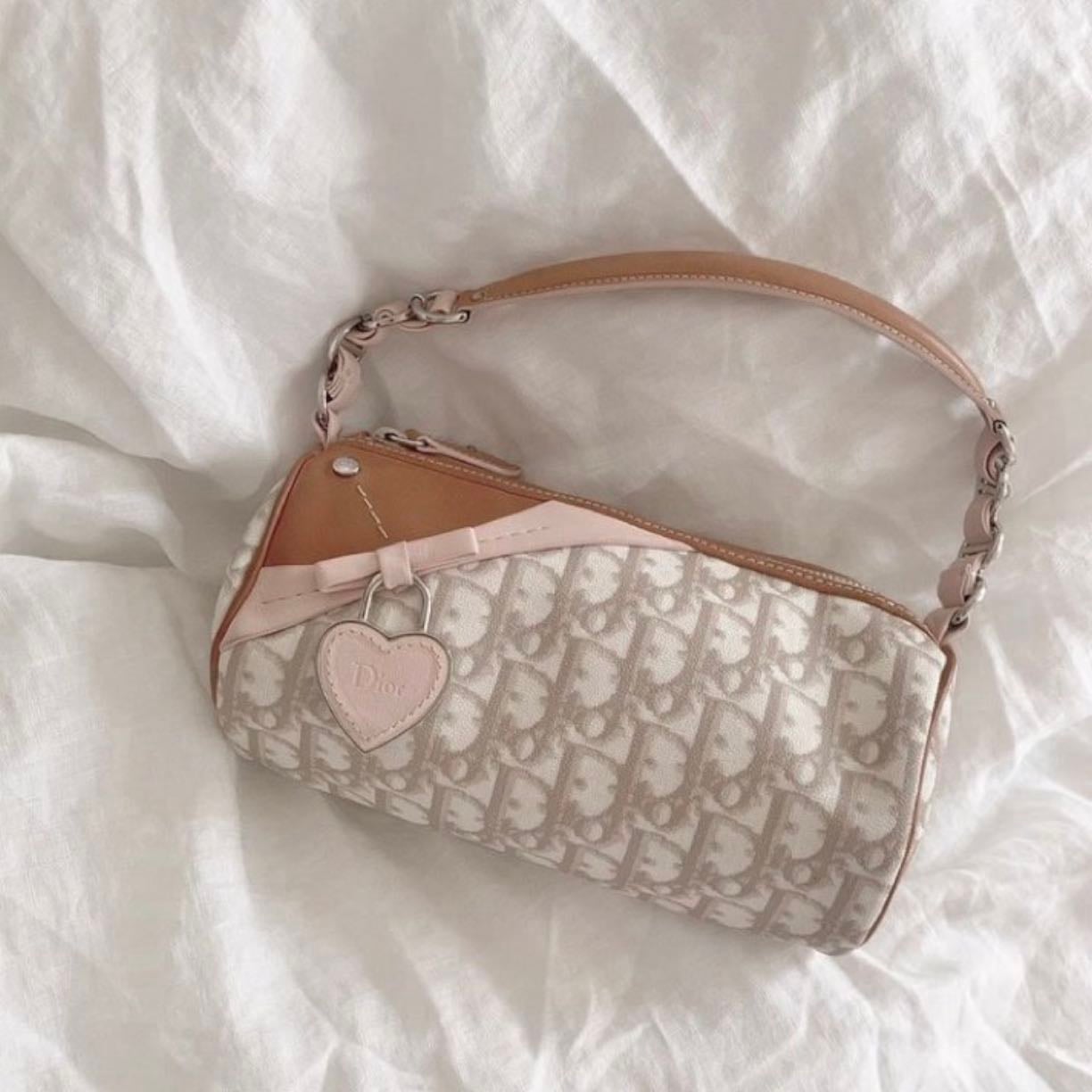christian dior 2007 pink & brown romantique mini barrel bag
