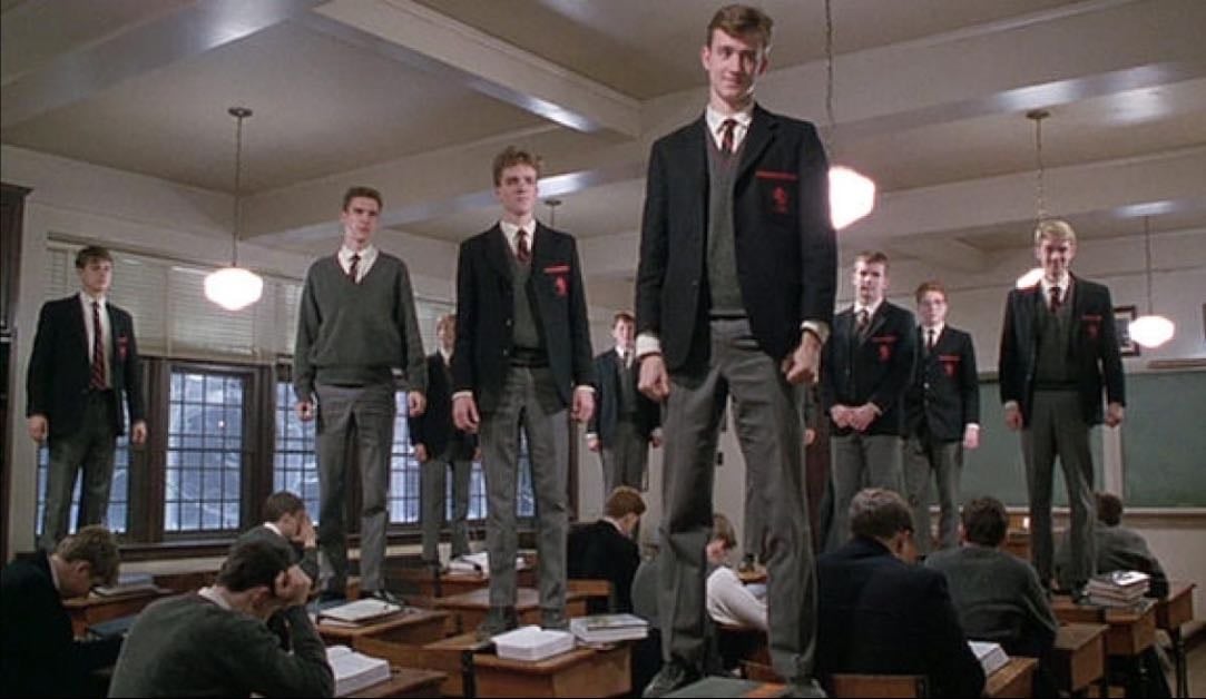 captain - everyone on their desks for mr keating - dead poets society (1989)