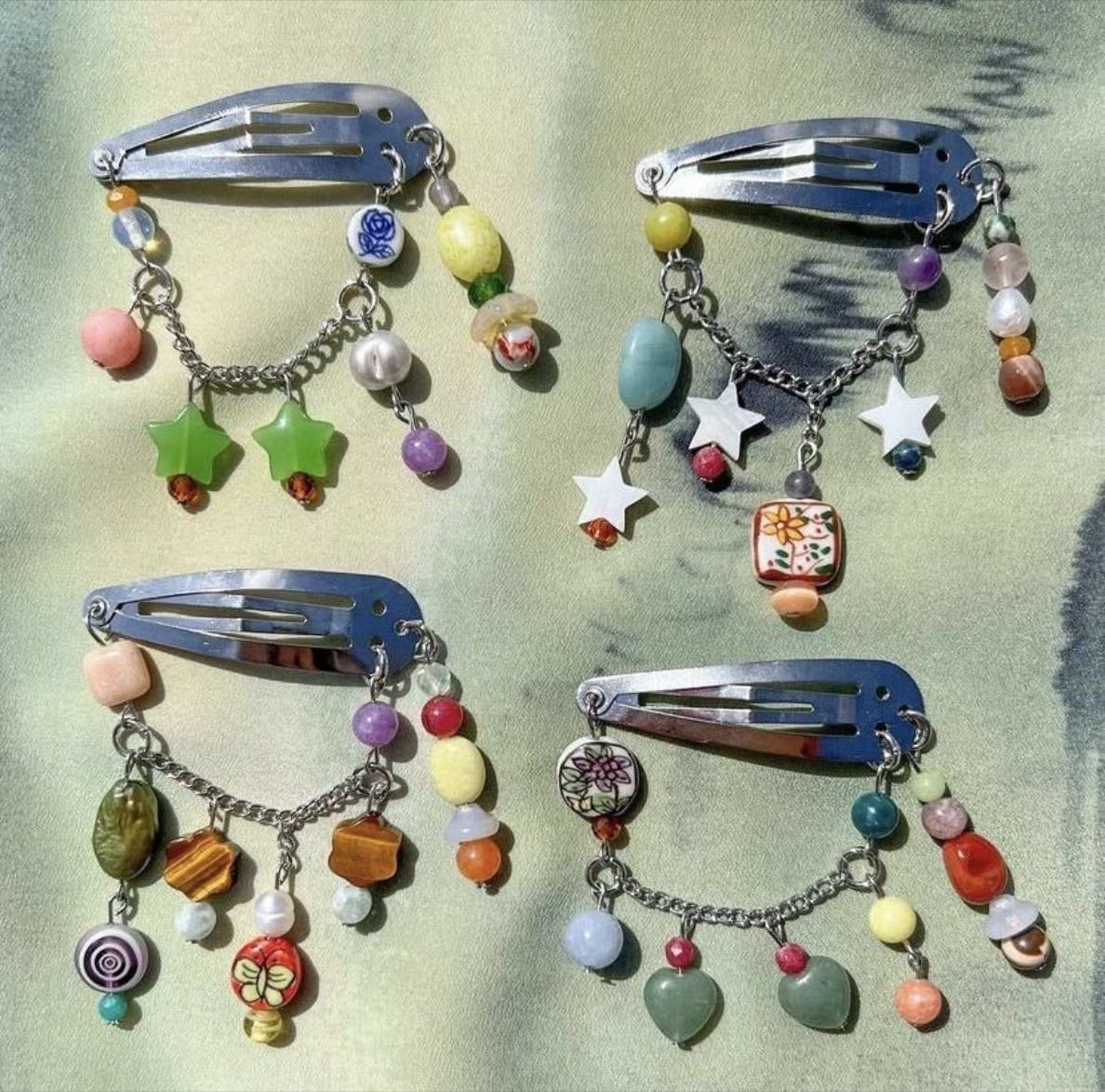 Beaded hair clips