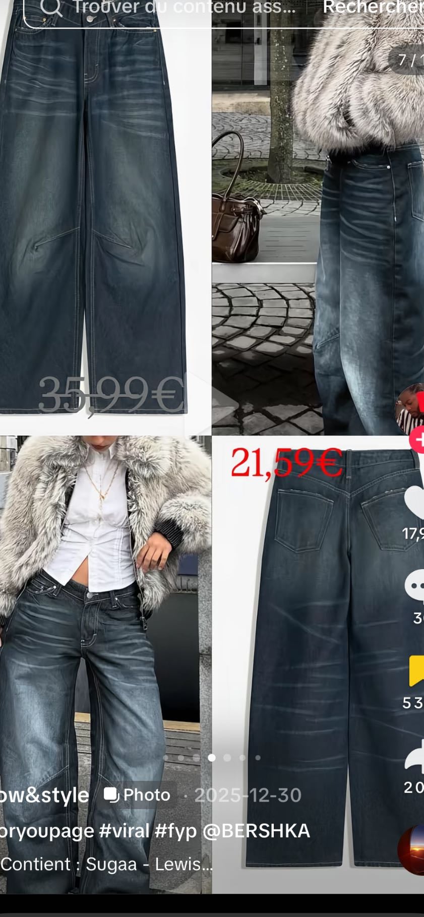 Jean bleu marine baggy - Bershka â 40âŹ
