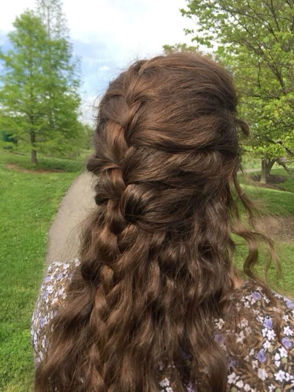 Bangs braided back