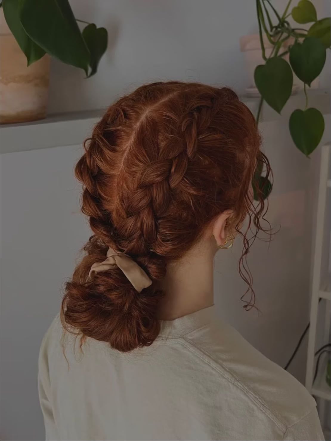 Dutch braid into bun