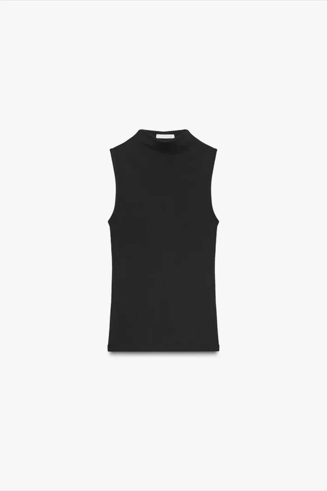 Top sans manches col montant noir €8.95 - Zara