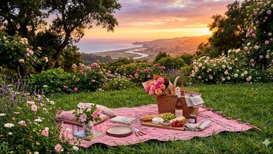 have an evening picnic amongst the flowers - 03/13