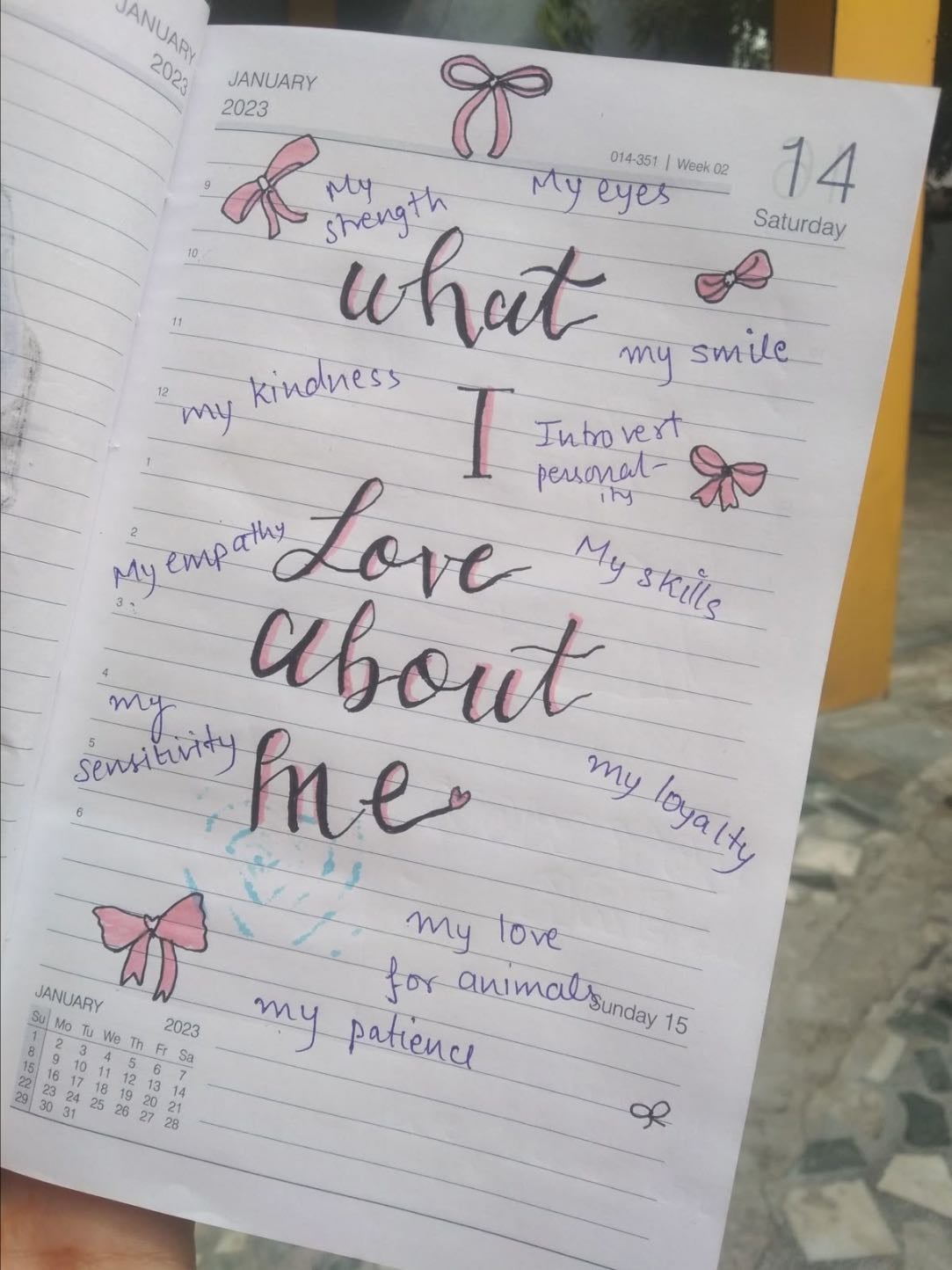 write a list of things you love about yourself - 02/17