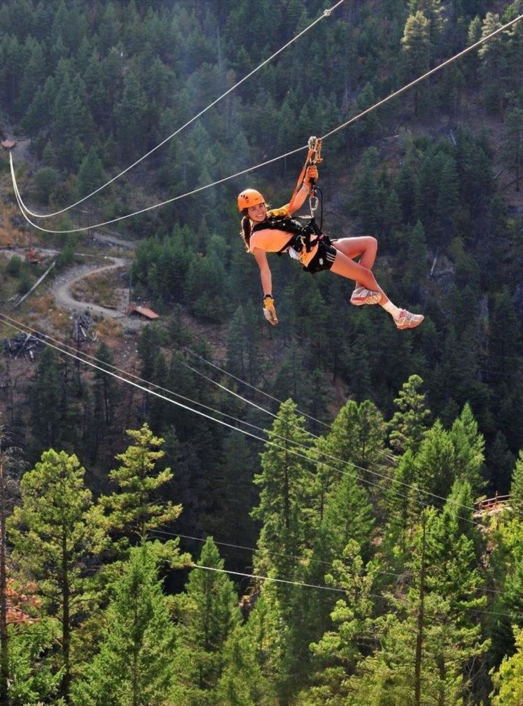 Inverted zipline over mountains