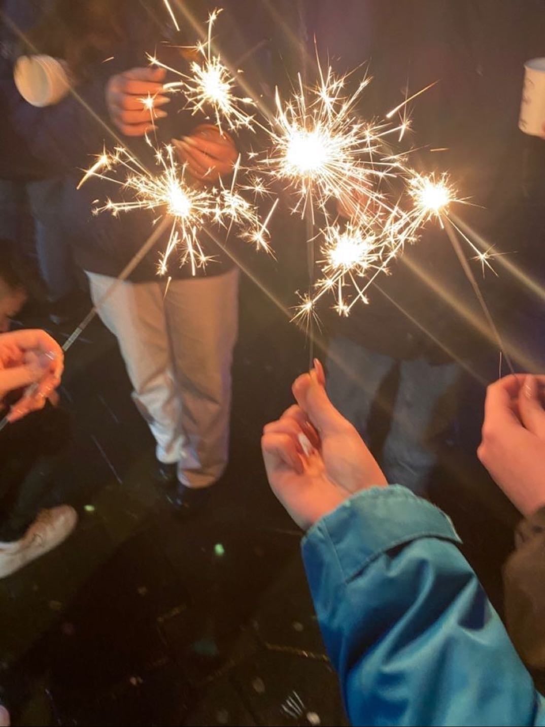 Sparklers at night