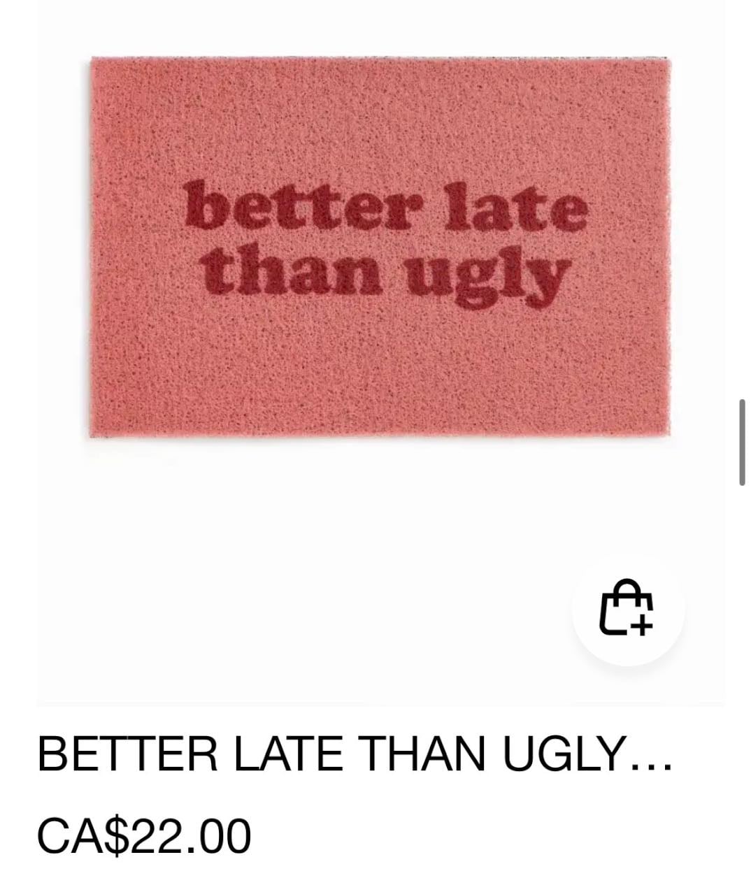Better Late Than Ugly Door Mat - SHOPCIDER