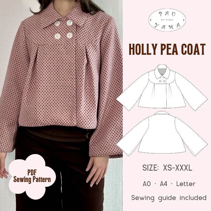 Holly Pea Coat Pattern | Fully Lined | 3/4 & Full Sleeves