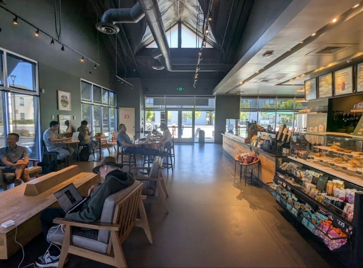 Starbucks Coffee Company - Hear me out, Starbucks haters — this is THE de facto Starbucks cafe in the Bay Area for working remotely (spacious, quiet, and comfortable)