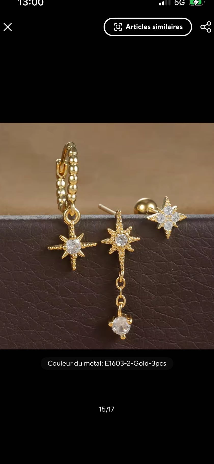 lot trois boucles d’oreilles - 2€34x2