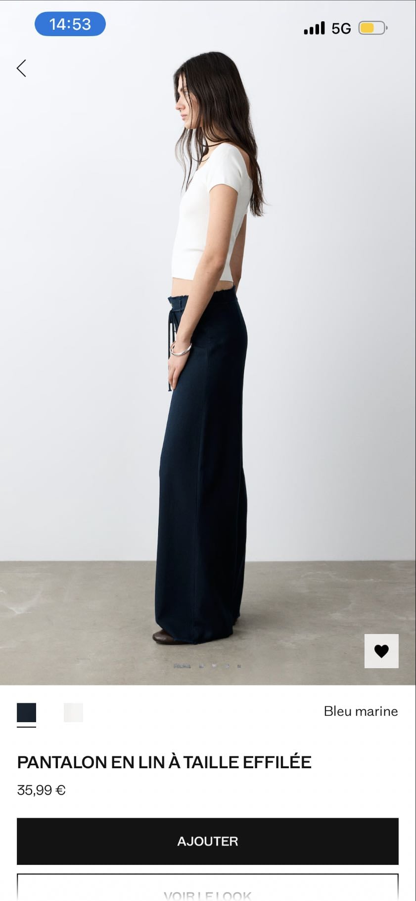 pantalon en lin bleu marine - 35€99
