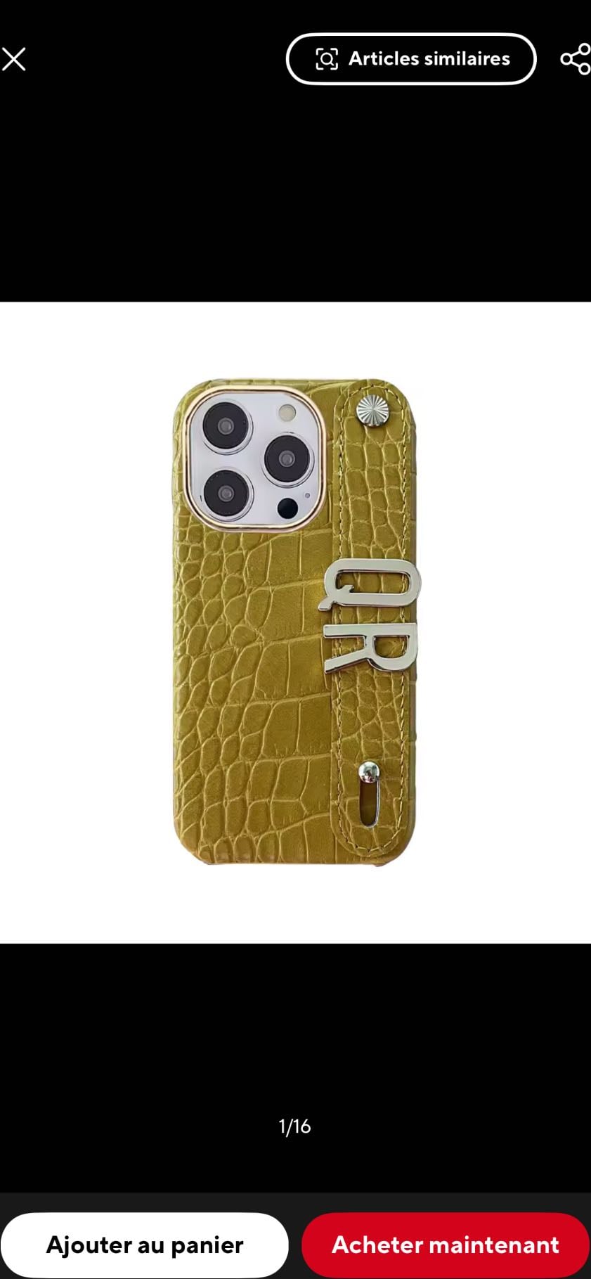 coque moutarde en cuir - 9€