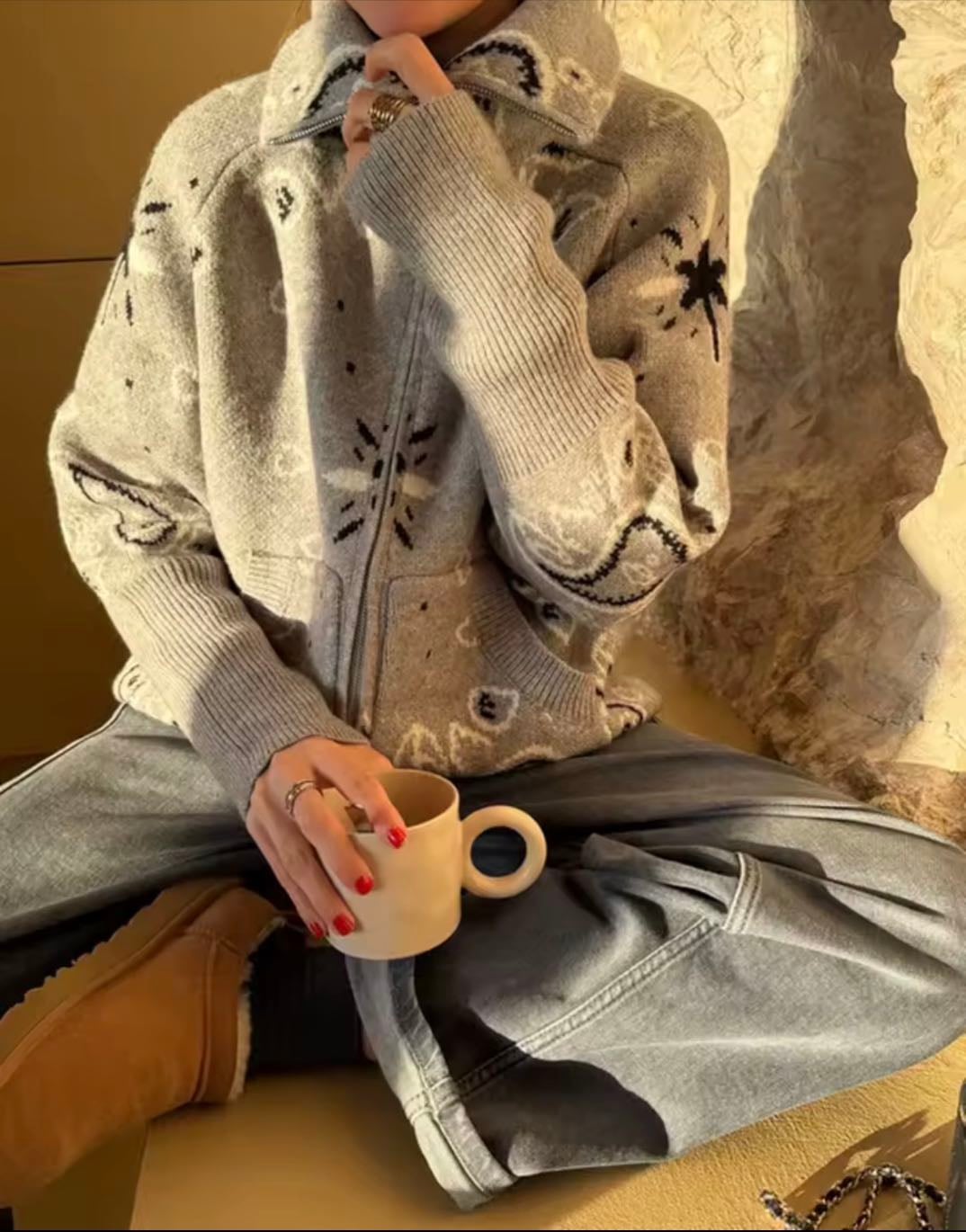 cardigan à zip style alanui gris - 27€