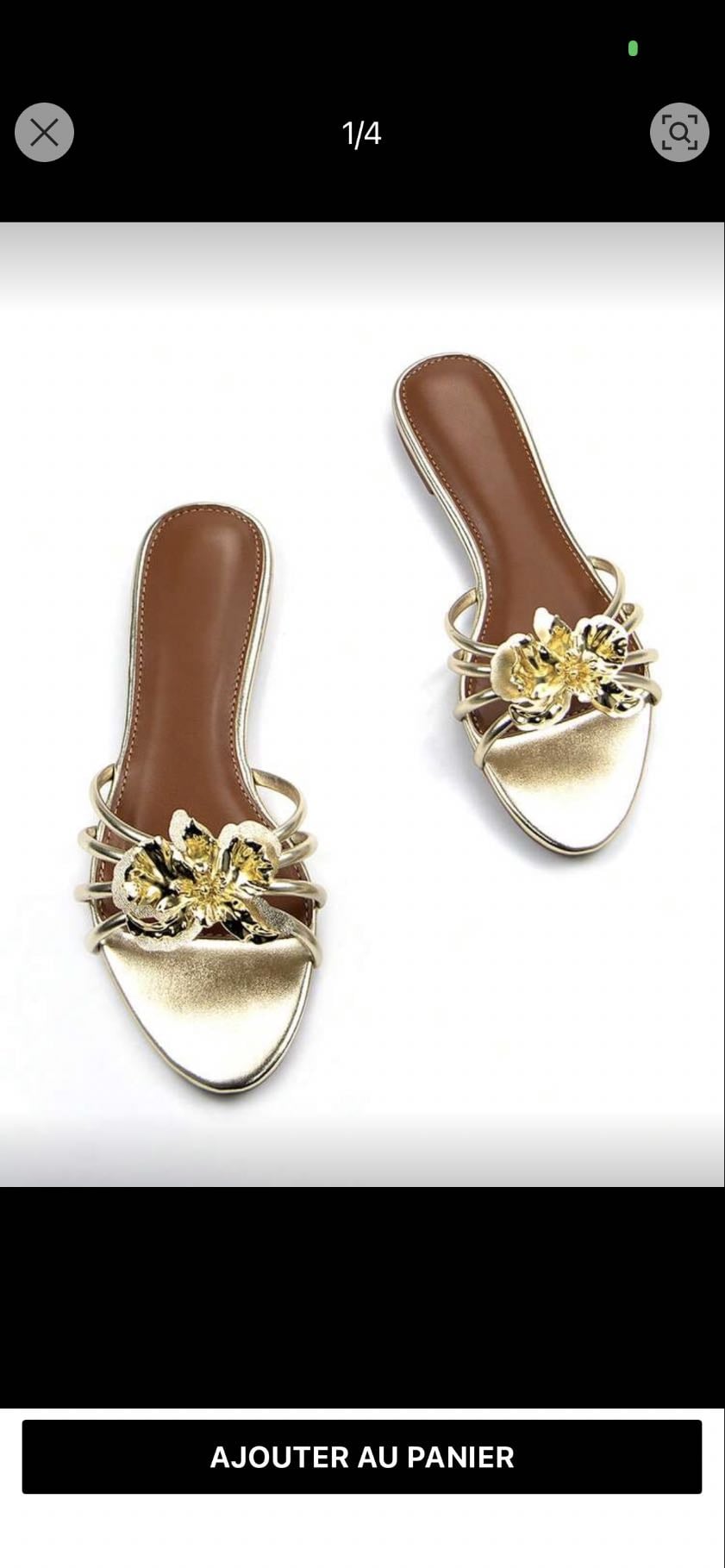 claquettes dorées - 12€