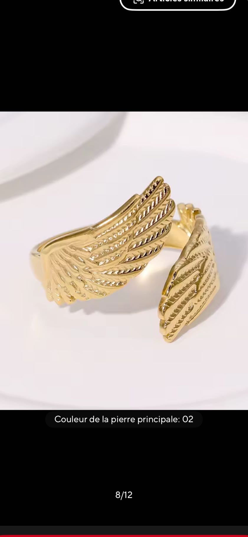 bague ailes dorées - 1€66