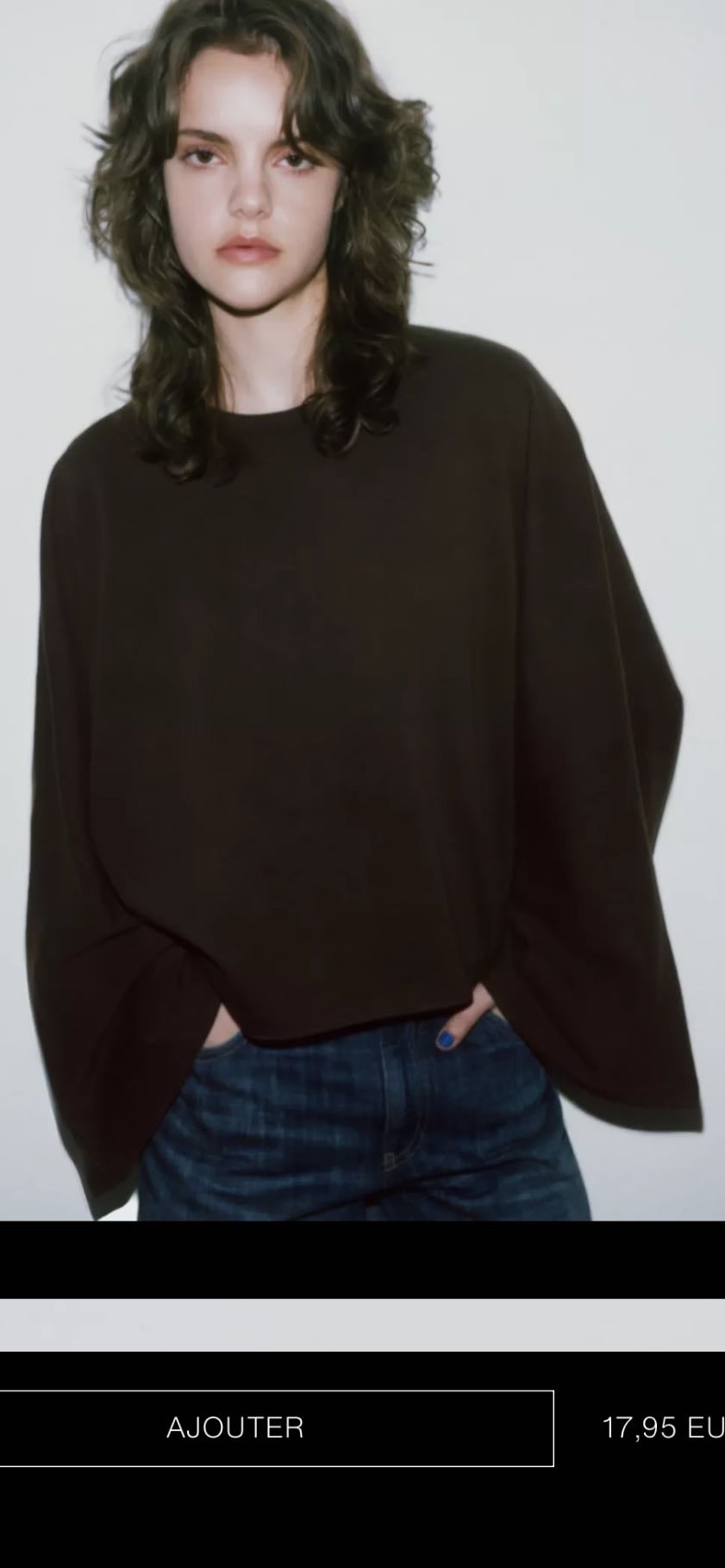 t-shirt marron manches ample - 17€95