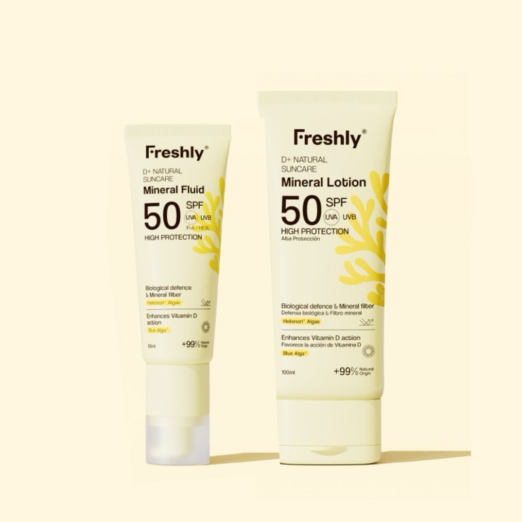 Pack fotoprotección natural facial y corporal SPF 50 - Freshly Cosmetics