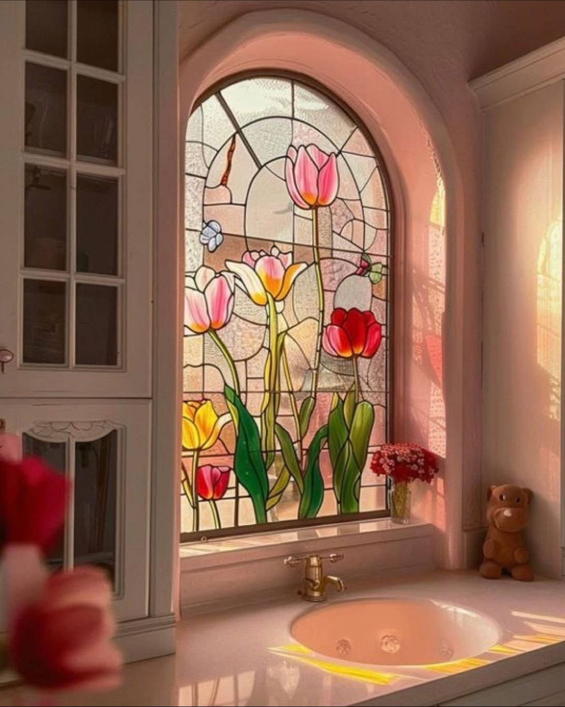 Ventana mosaico para el ba帽o
